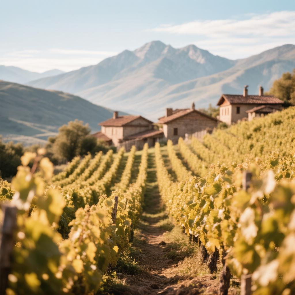 Mountain vineyard in Georgia's scenic landscape